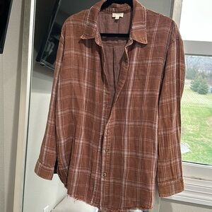 NWT button down flannel with distressed bottom